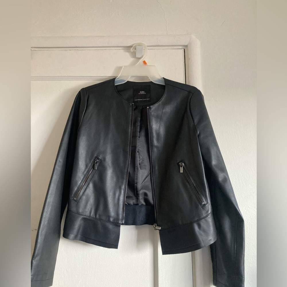 Zara Black Leather Motorcycle Jacket
